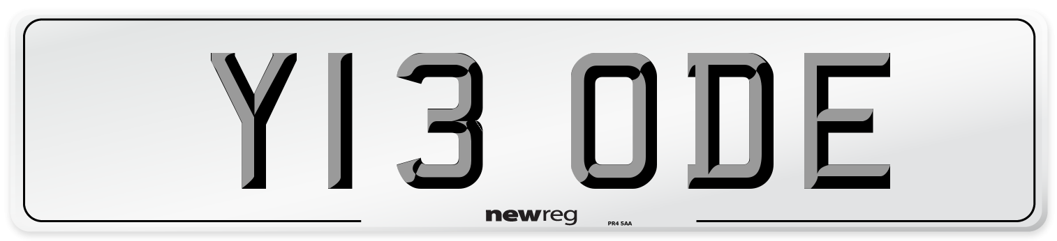 Y13 ODE Number Plate from New Reg